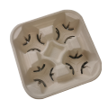 Biodegradable bagasse Fiber 4 compartment Cup Holder Tray